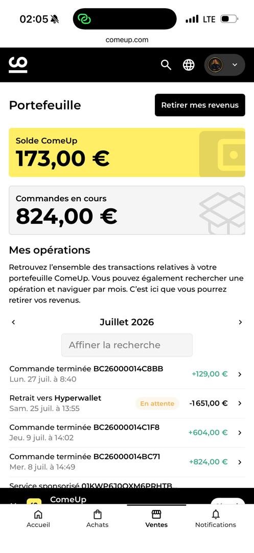 Portefeuille ComeUp